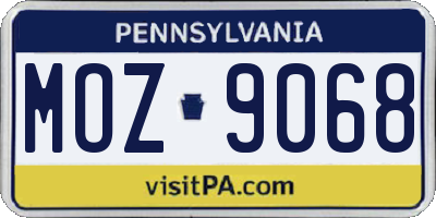 PA license plate MOZ9068