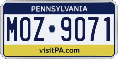 PA license plate MOZ9071