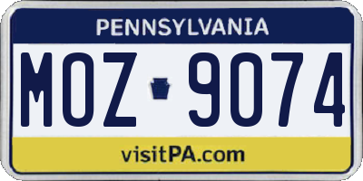 PA license plate MOZ9074