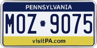 PA license plate MOZ9075