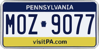 PA license plate MOZ9077