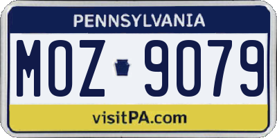 PA license plate MOZ9079