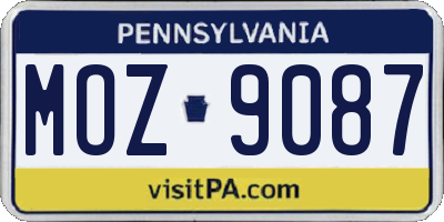 PA license plate MOZ9087