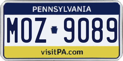 PA license plate MOZ9089