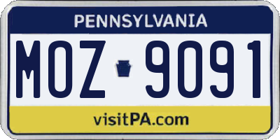 PA license plate MOZ9091