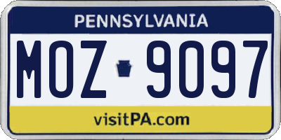 PA license plate MOZ9097