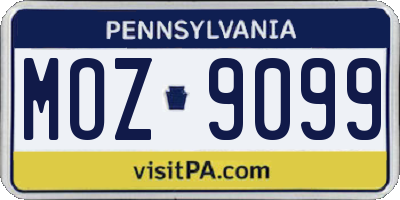 PA license plate MOZ9099