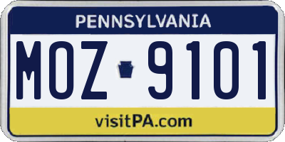 PA license plate MOZ9101