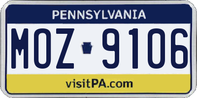 PA license plate MOZ9106