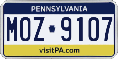 PA license plate MOZ9107