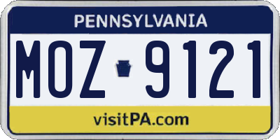 PA license plate MOZ9121