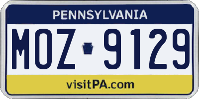 PA license plate MOZ9129