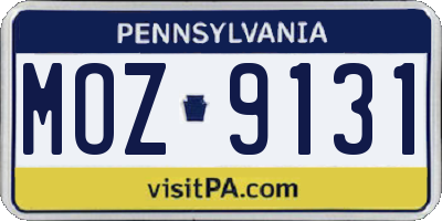 PA license plate MOZ9131