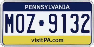 PA license plate MOZ9132