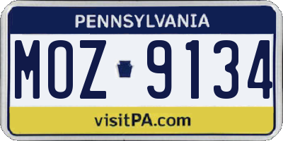 PA license plate MOZ9134