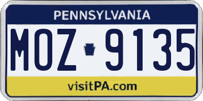PA license plate MOZ9135