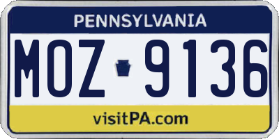 PA license plate MOZ9136