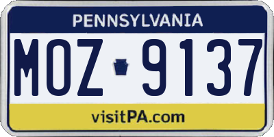 PA license plate MOZ9137