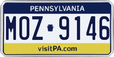 PA license plate MOZ9146