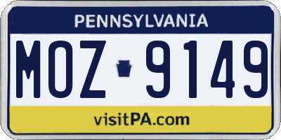 PA license plate MOZ9149