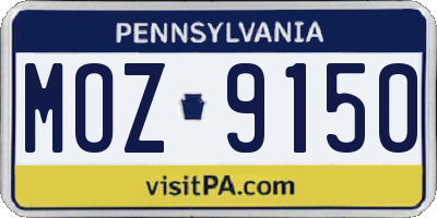 PA license plate MOZ9150