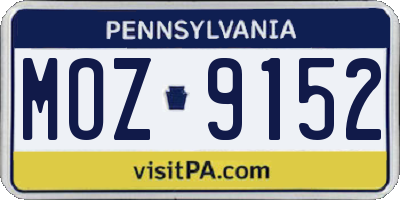 PA license plate MOZ9152