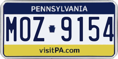 PA license plate MOZ9154