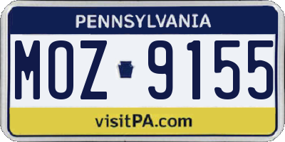PA license plate MOZ9155