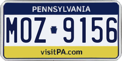 PA license plate MOZ9156