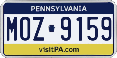 PA license plate MOZ9159