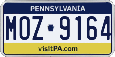 PA license plate MOZ9164