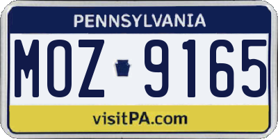 PA license plate MOZ9165
