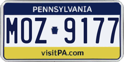 PA license plate MOZ9177