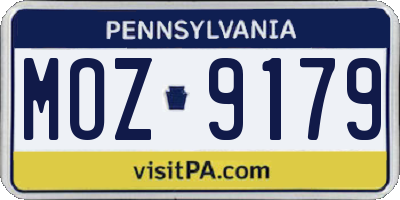 PA license plate MOZ9179