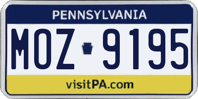 PA license plate MOZ9195