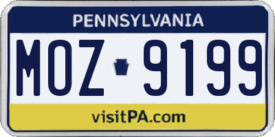 PA license plate MOZ9199