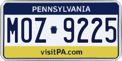 PA license plate MOZ9225