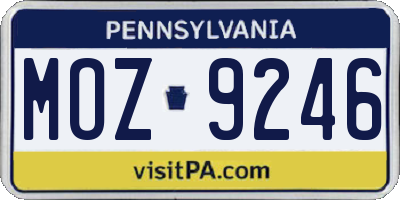 PA license plate MOZ9246