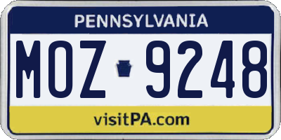 PA license plate MOZ9248