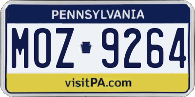 PA license plate MOZ9264