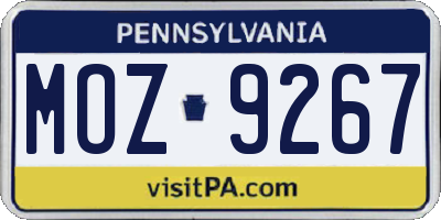 PA license plate MOZ9267