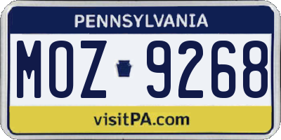 PA license plate MOZ9268