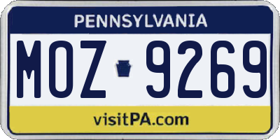 PA license plate MOZ9269