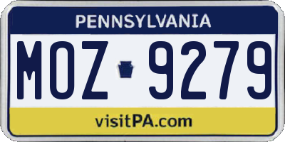 PA license plate MOZ9279