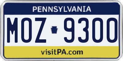 PA license plate MOZ9300