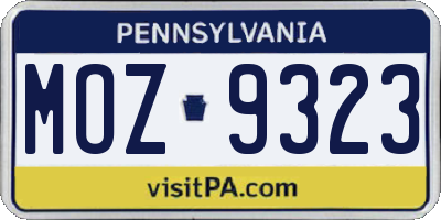 PA license plate MOZ9323