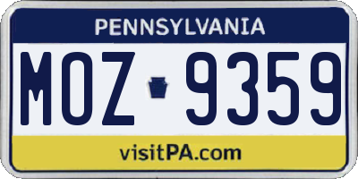 PA license plate MOZ9359