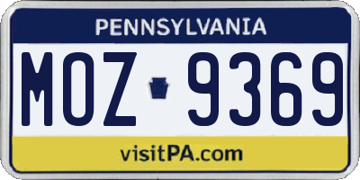 PA license plate MOZ9369