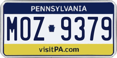 PA license plate MOZ9379