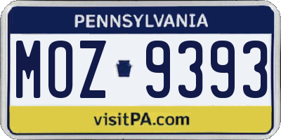 PA license plate MOZ9393